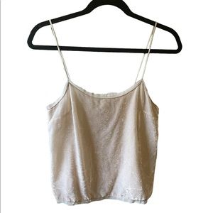H & M Velvet Strappy Tank Top Cami Blouse | Cream Colored with Shimmer, Size 4